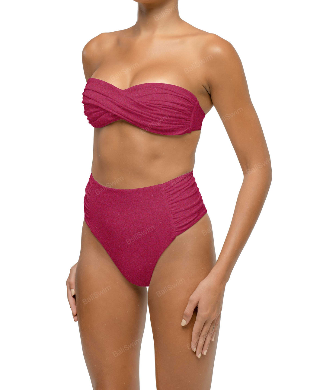 BSWS-B127 Ruched High Waist Bikini Bottom