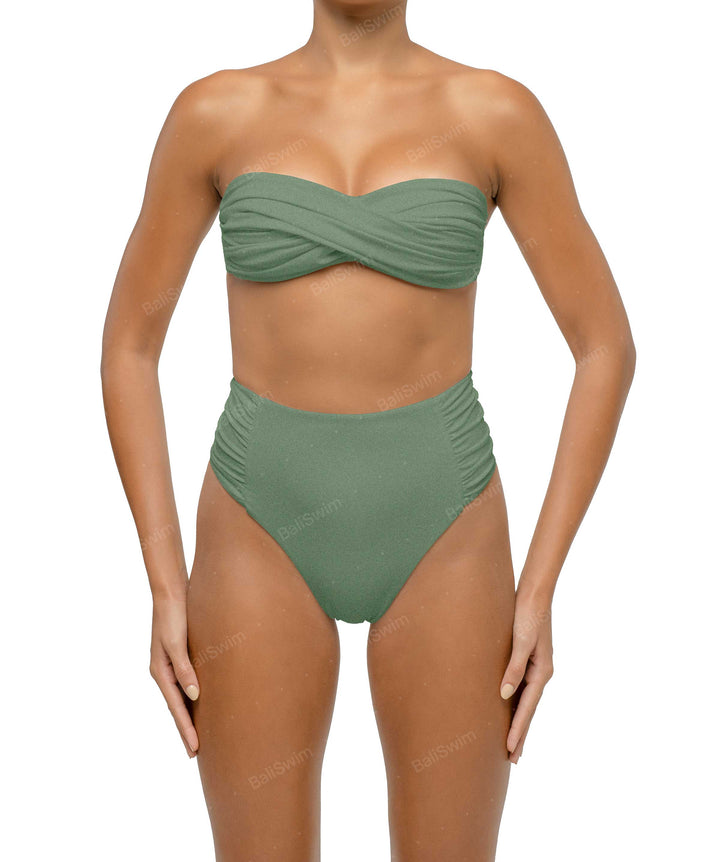 BSWS-B127 Ruched High Waist Bikini Bottom