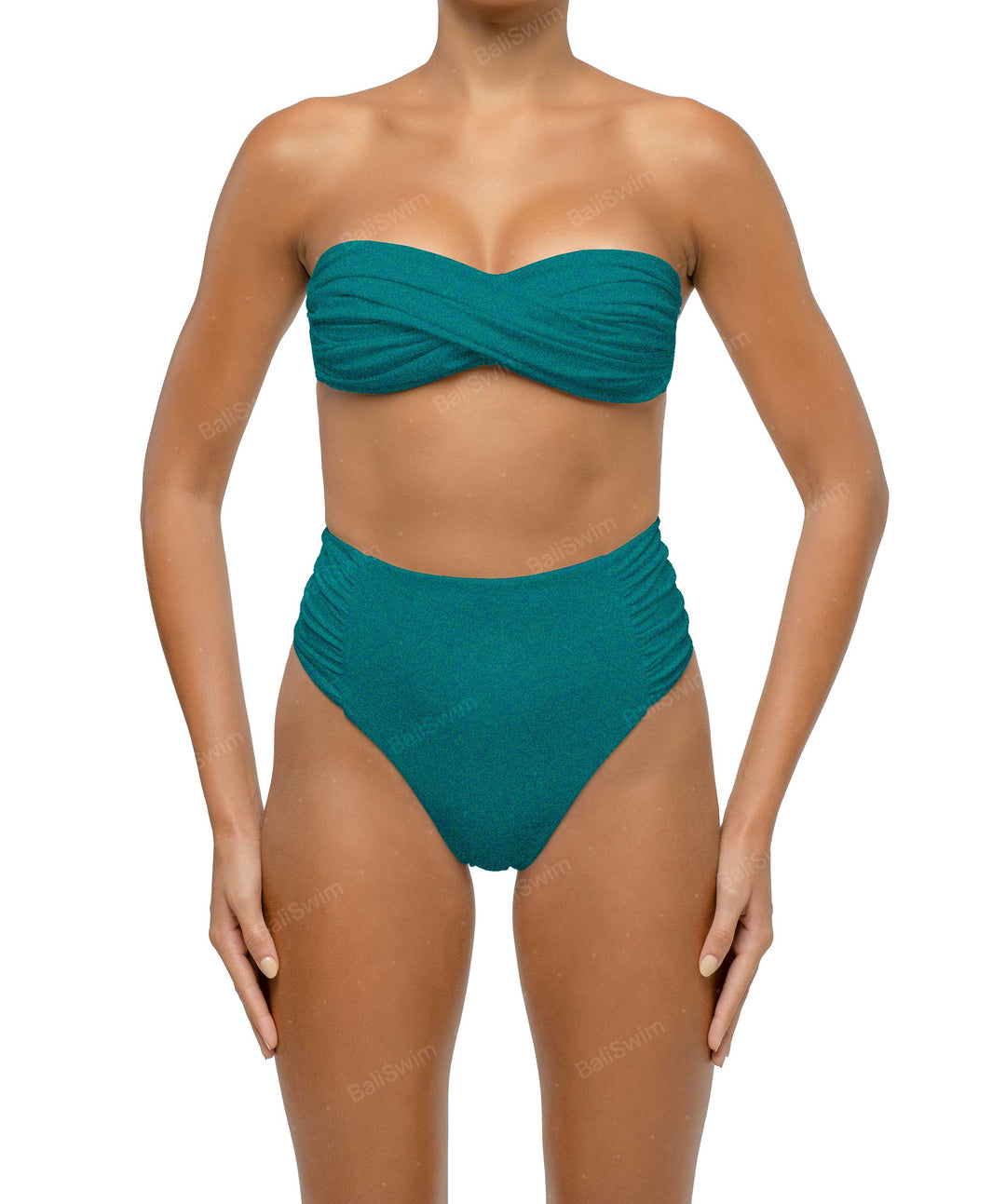 BSWS-B127 Ruched High Waist Bikini Bottom
