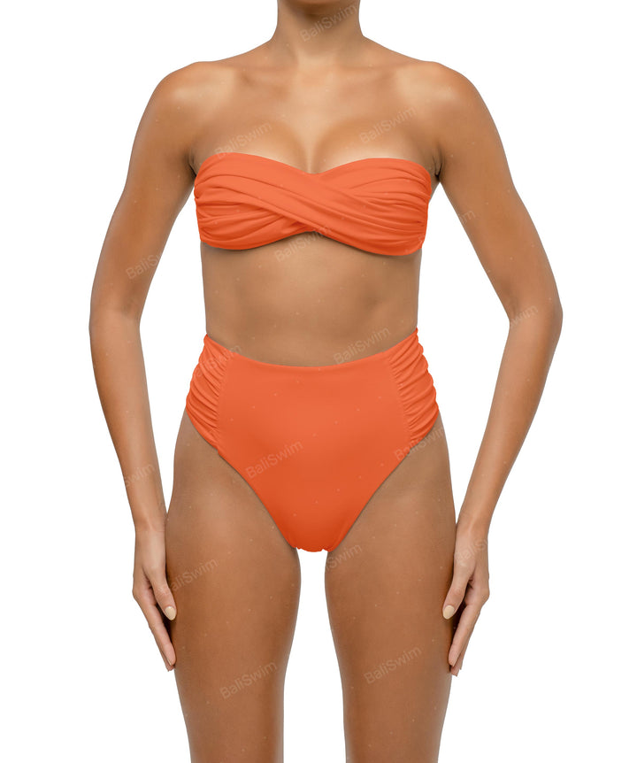 BSWS-B127 Ruched High Waist Bikini Bottom