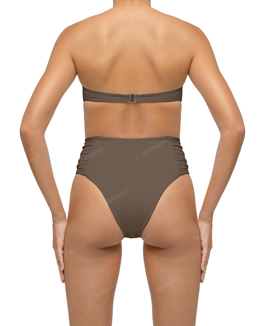 BSWS-B127 Ruched High Waist Bikini Bottom