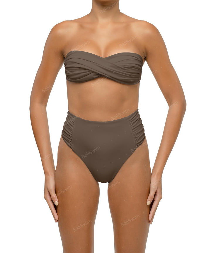 BSWS-B127 Ruched High Waist Bikini Bottom