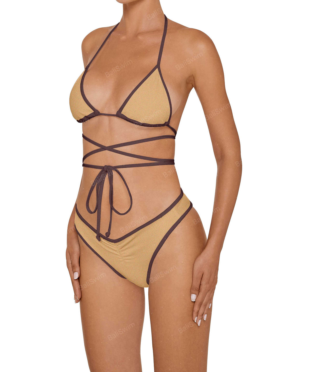 BSWS-B135 V Ruched Bottom With Binding