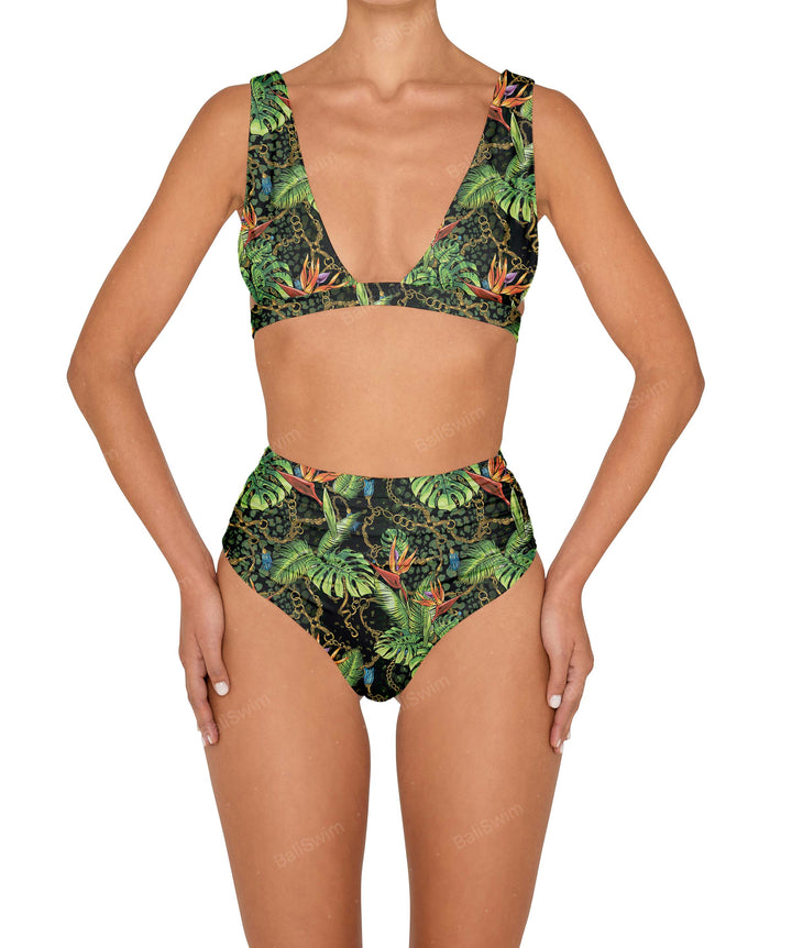 BSWS-B150 Side Shirred High Waisted Bikini Bottom