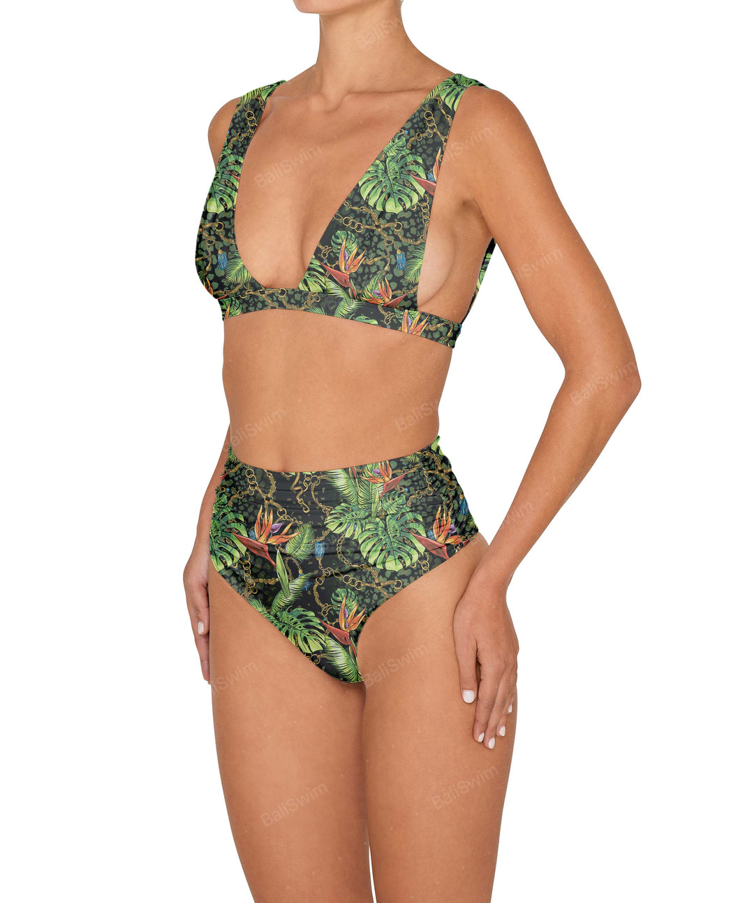 BSWS-B150 Side Shirred High Waisted Bikini Bottom
