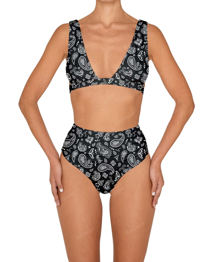 BSWS-B150 Side Shirred High Waisted Bikini Bottom