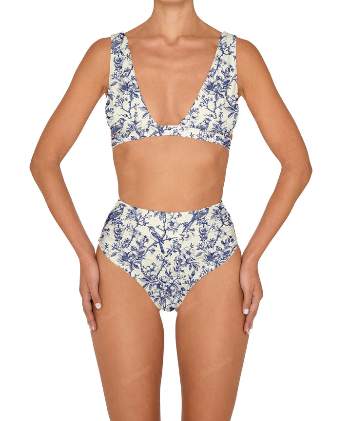 BSWS-B150 Side Shirred High Waisted Bikini Bottom