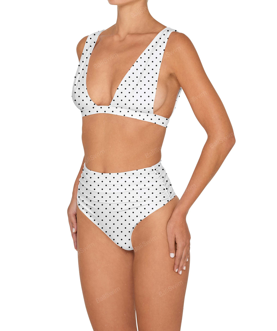 BSWS-B150 Side Shirred High Waisted Bikini Bottom