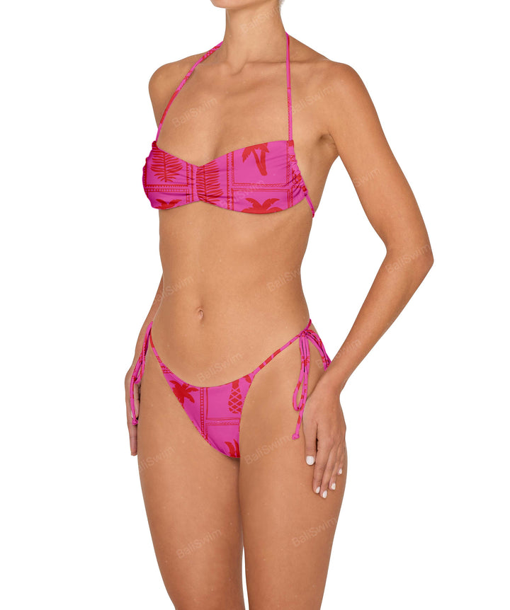 BSWS-T151 Side Tunnel Shirred Bandeau Tie Top