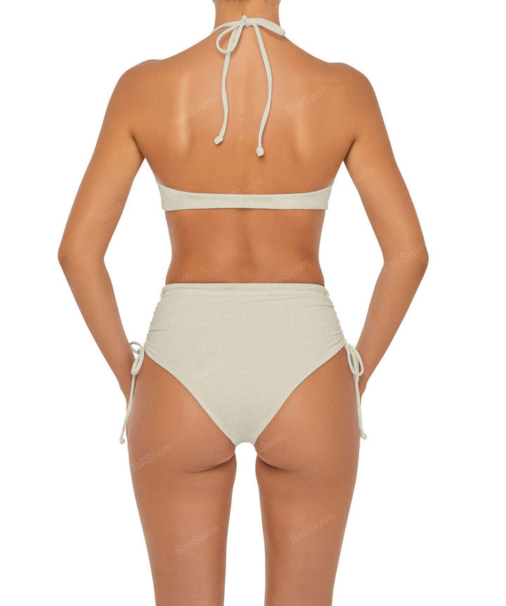 BSWS-B89 Side Ruched High Rise Bikini Bottom