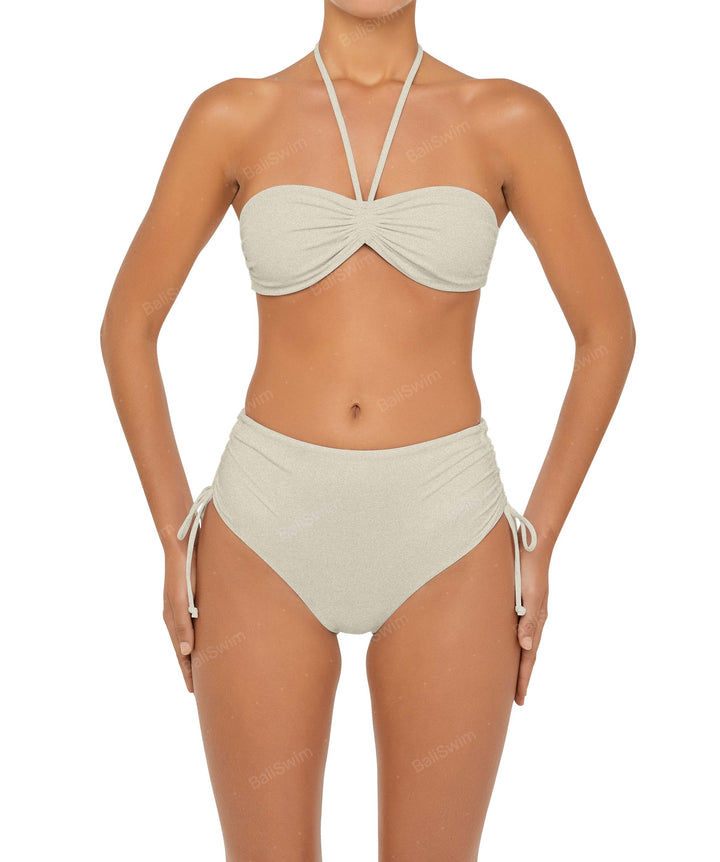 BSWS-B89 Side Ruched High Rise Bikini Bottom