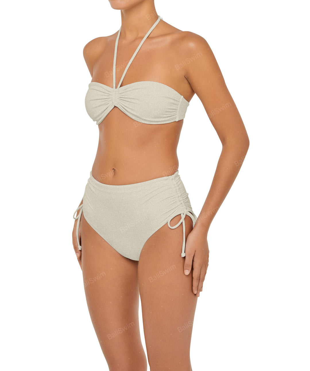 BSWS-B89 Side Ruched High Rise Bikini Bottom