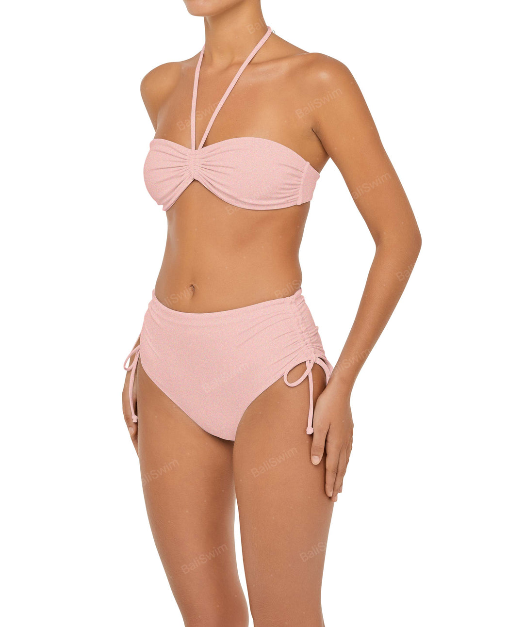 BSWS-B89 Side Ruched High Rise Bikini Bottom