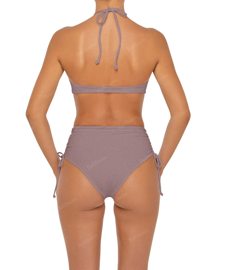 BSWS-B89 Side Ruched High Rise Bikini Bottom