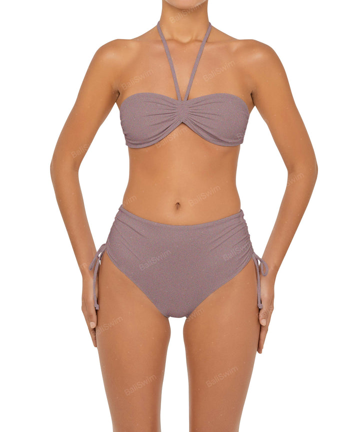 BSWS-B89 Side Ruched High Rise Bikini Bottom