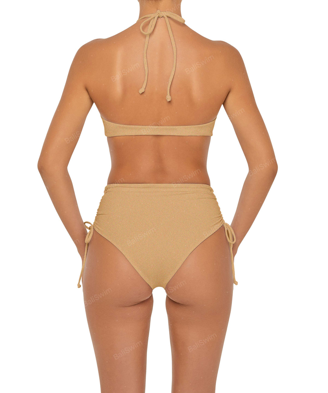 BSWS-B89 Side Ruched High Rise Bikini Bottom