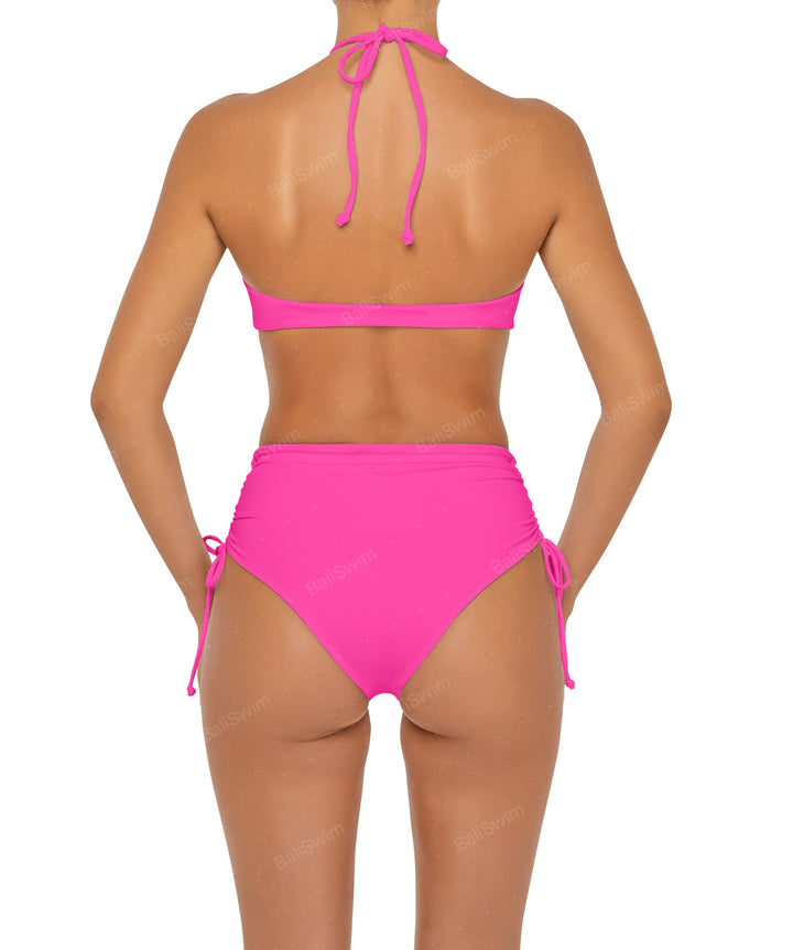 BSWS-B89 Side Ruched High Rise Bikini Bottom
