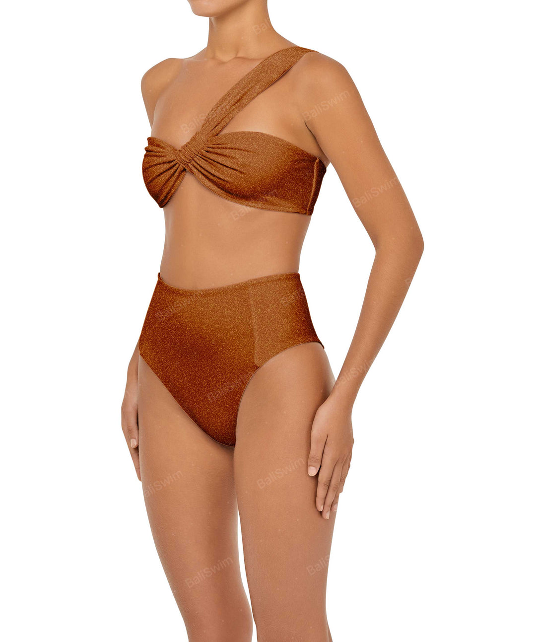 BSWS-T92 Ruched One Shoulder Bikini Top