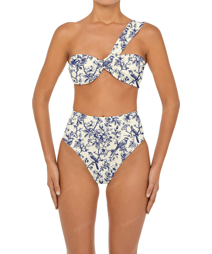 BSWS-T92 Ruched One Shoulder Bikini Top