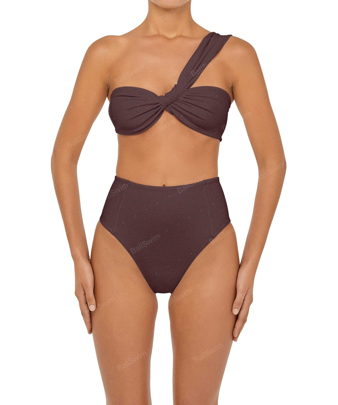 BSWS-T92 Ruched One Shoulder Bikini Top