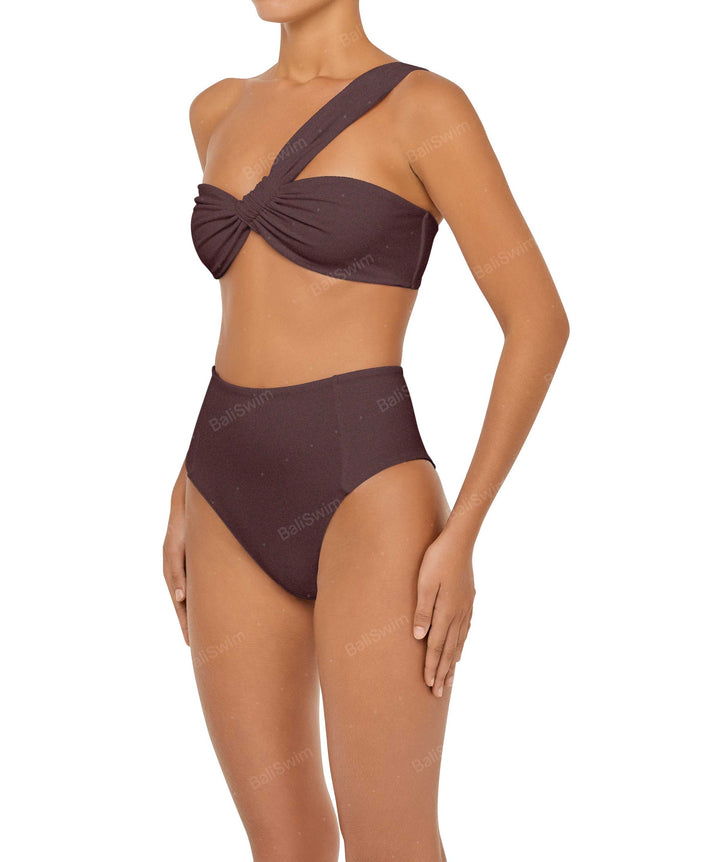 BSWS-T92 Ruched One Shoulder Bikini Top