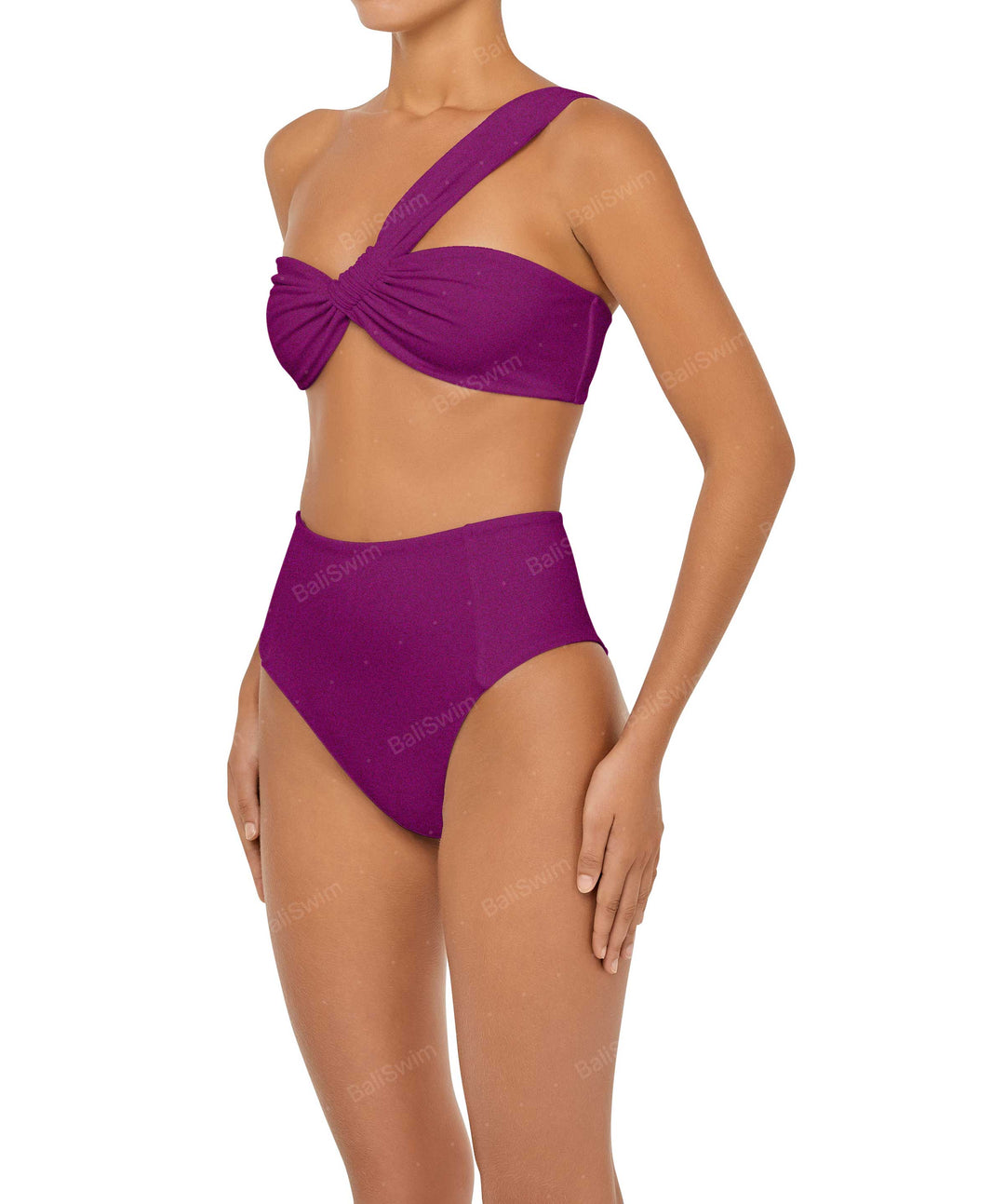 BSWS-T92 Ruched One Shoulder Bikini Top