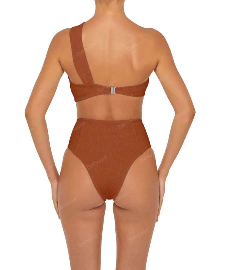 BSWS-T92 Ruched One Shoulder Bikini Top