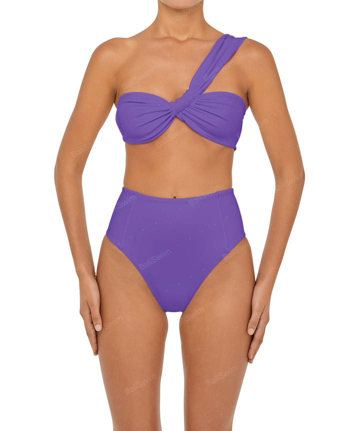 BSWS-T92 Ruched One Shoulder Bikini Top