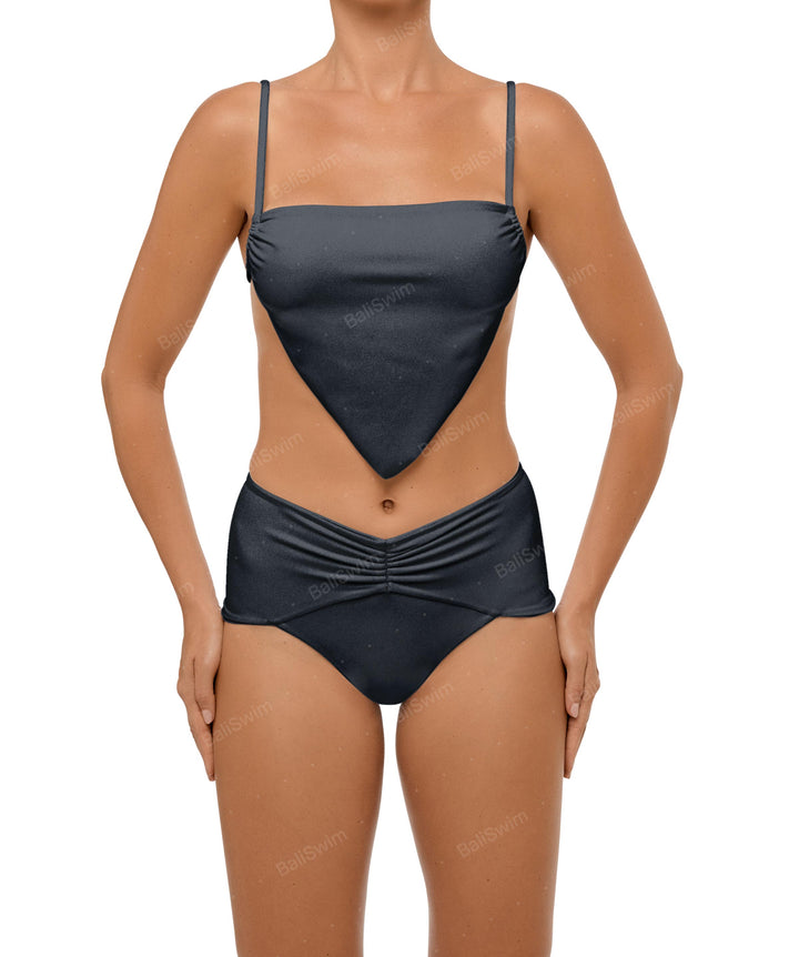 BSWS-B97 Ruched High Rise Bikini Bottom