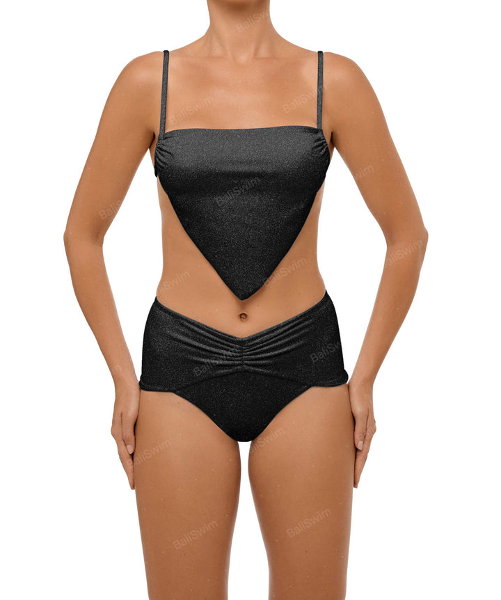 BSWS-B97 Ruched High Rise Bikini Bottom