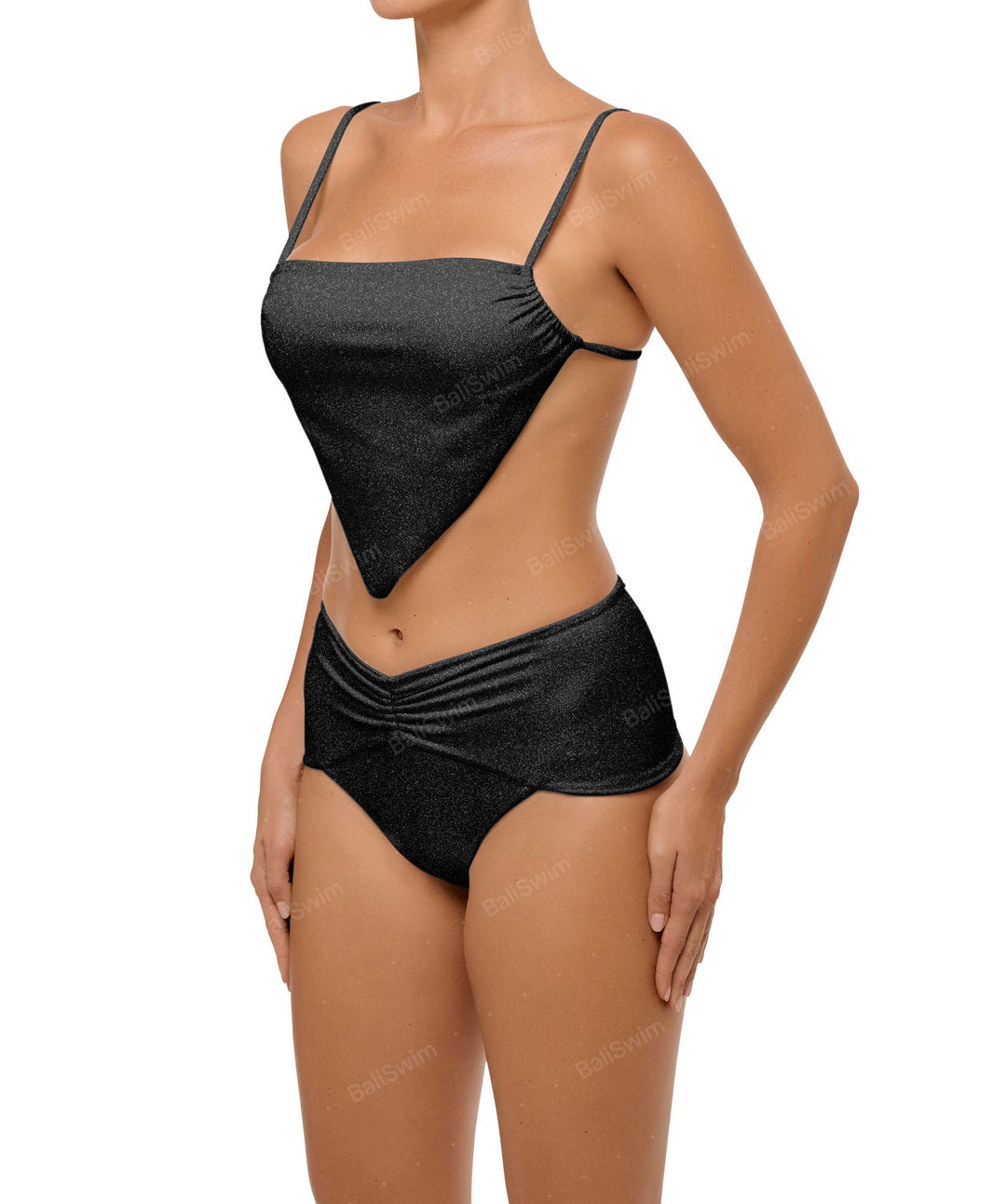 BSWS-B97 Ruched High Rise Bikini Bottom