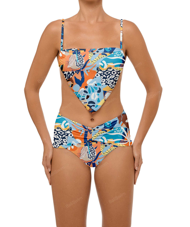 BSWS-B97 Ruched High Rise Bikini Bottom