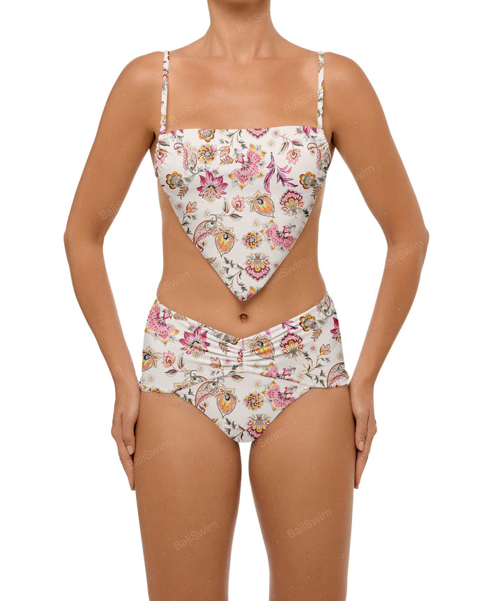 BSWS-B97 Ruched High Rise Bikini Bottom