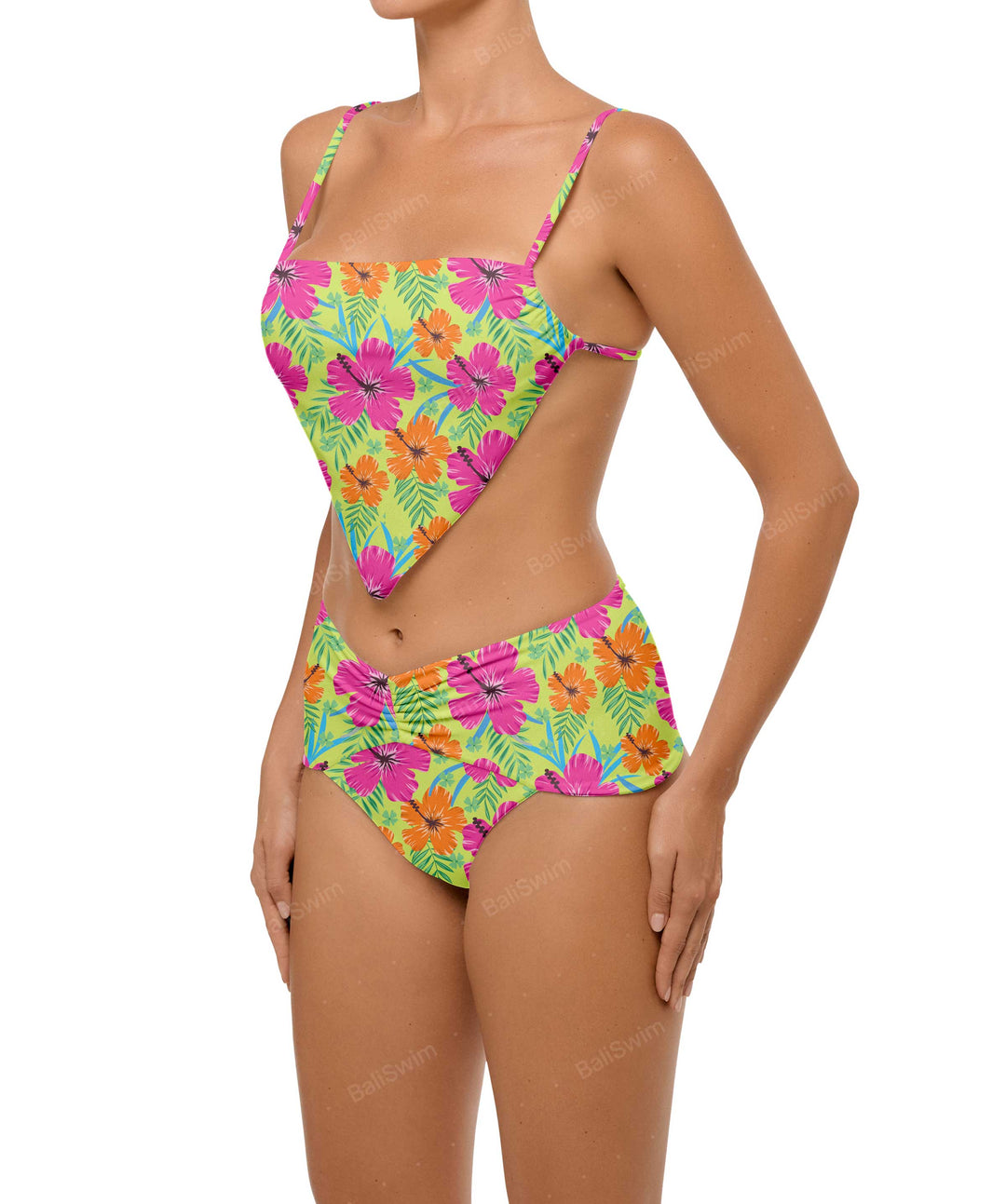 BSWS-B97 Ruched High Rise Bikini Bottom