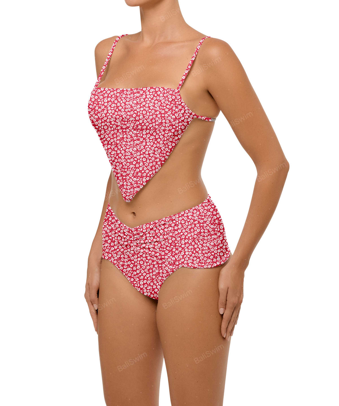 BSWS-B97 Ruched High Rise Bikini Bottom