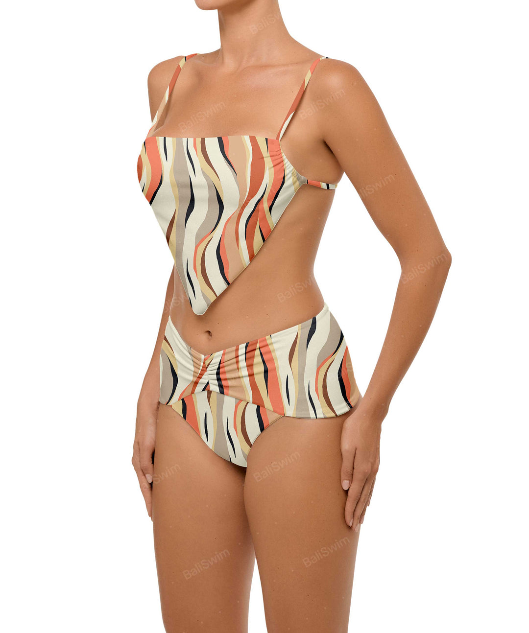 BSWS-B97 Ruched High Rise Bikini Bottom