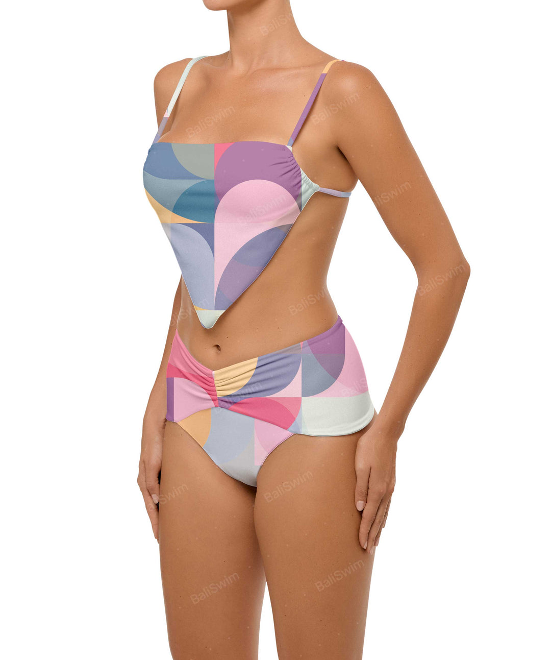 BSWS-B97 Ruched High Rise Bikini Bottom