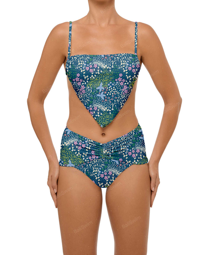 BSWS-B97 Ruched High Rise Bikini Bottom