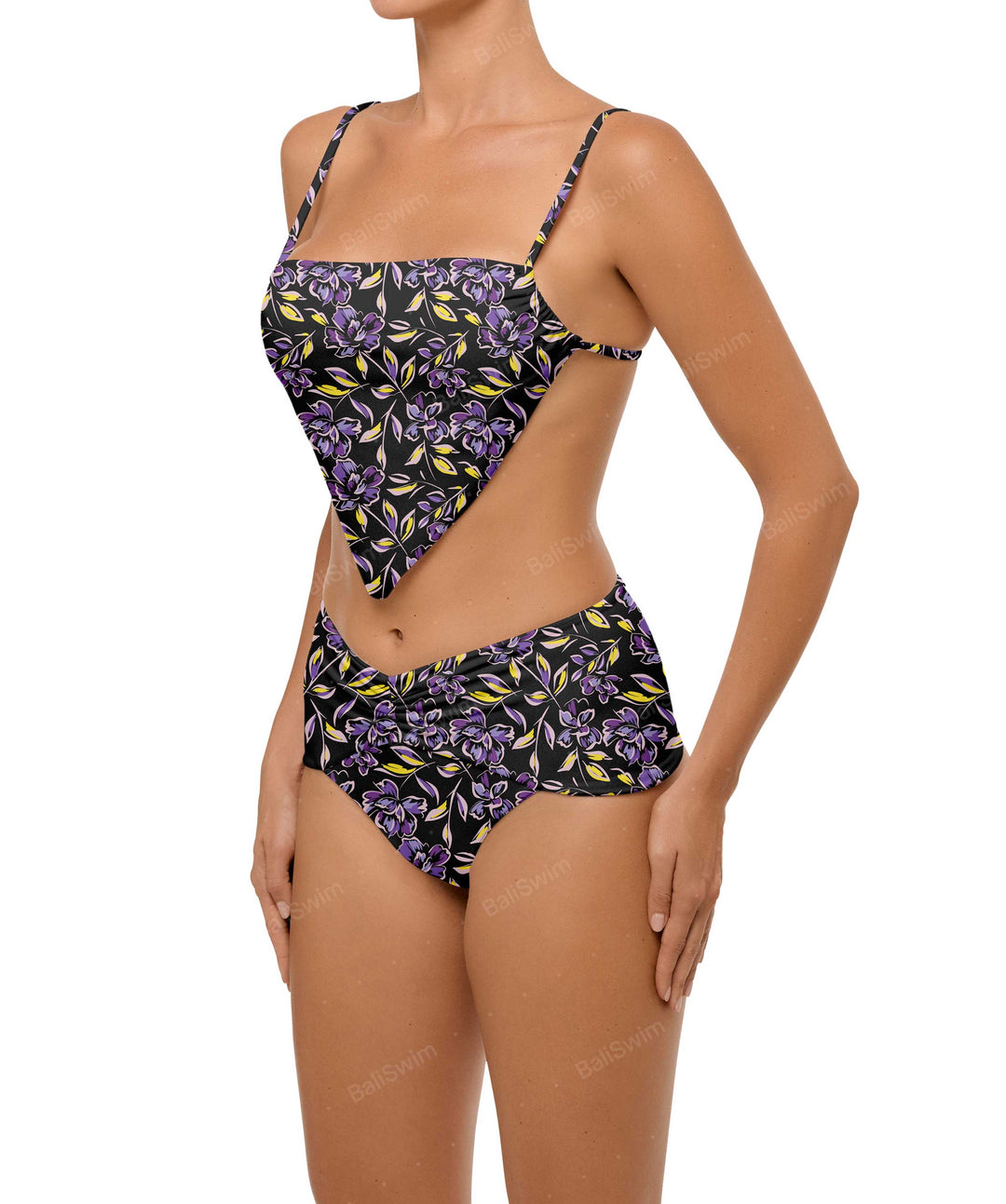 BSWS-B97 Ruched High Rise Bikini Bottom