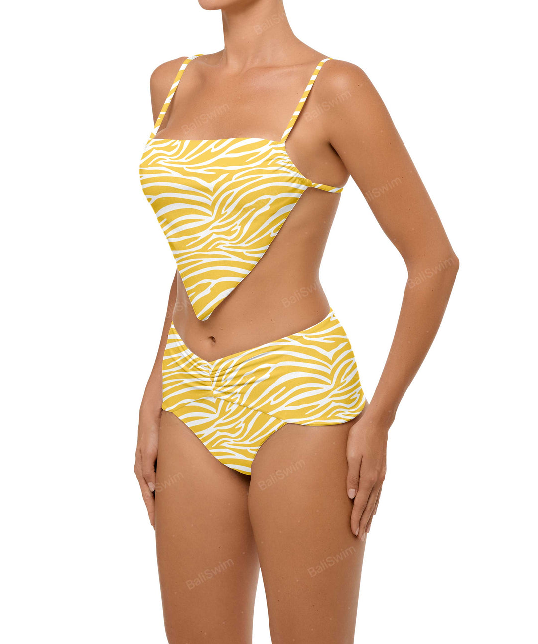 BSWS-B97 Ruched High Rise Bikini Bottom