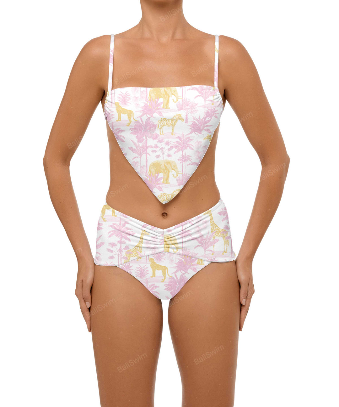 BSWS-B97 Ruched High Rise Bikini Bottom