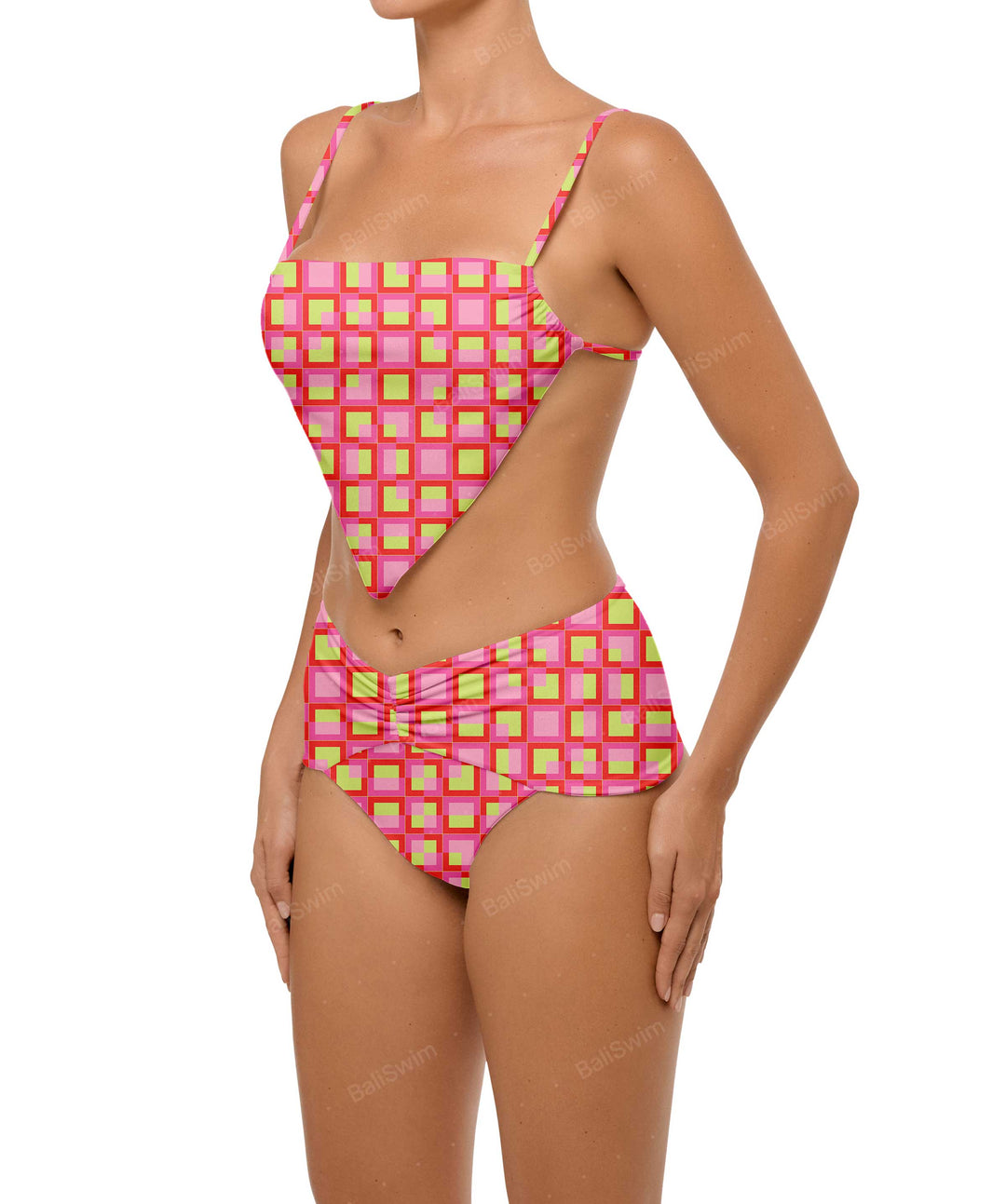 BSWS-B97 Ruched High Rise Bikini Bottom