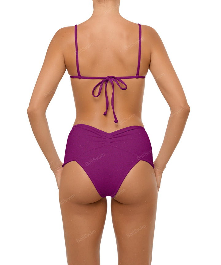 BSWS-B97 Ruched High Rise Bikini Bottom