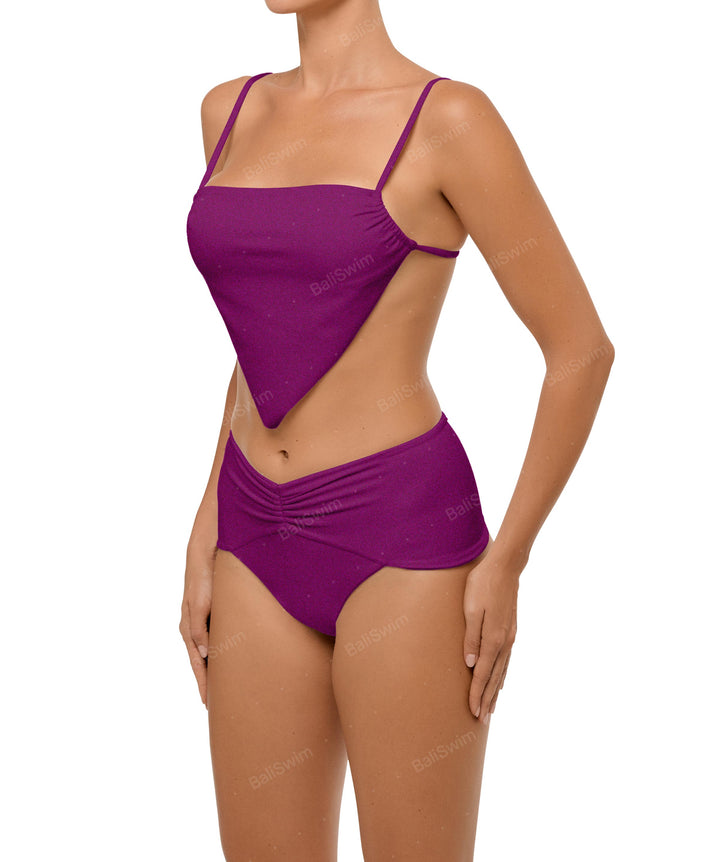 BSWS-B97 Ruched High Rise Bikini Bottom