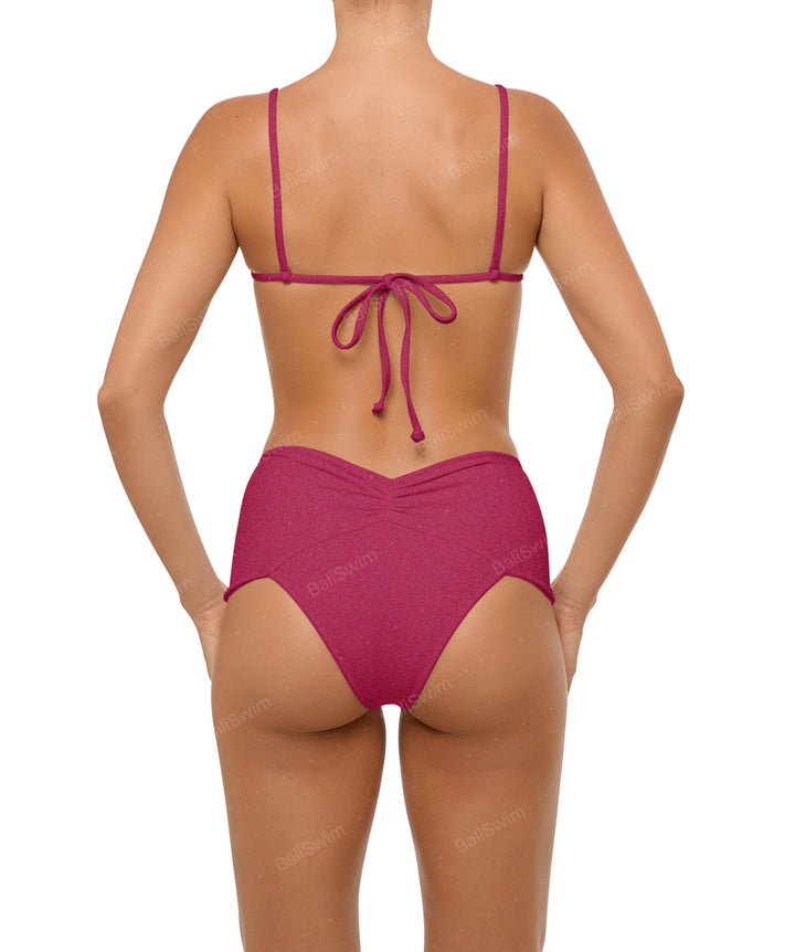 BSWS-B97 Ruched High Rise Bikini Bottom