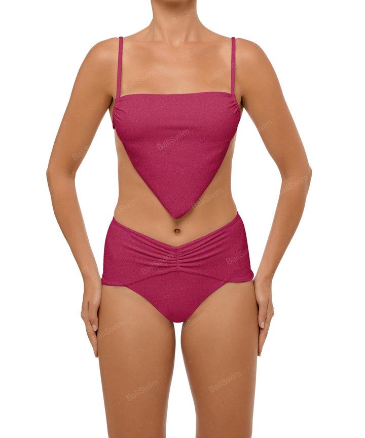 BSWS-B97 Ruched High Rise Bikini Bottom