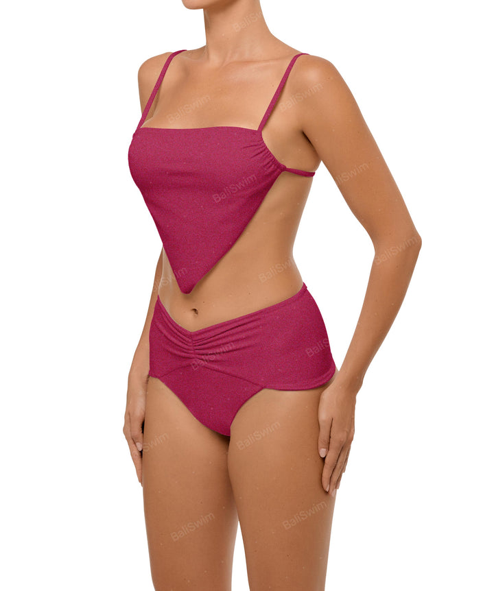 BSWS-B97 Ruched High Rise Bikini Bottom