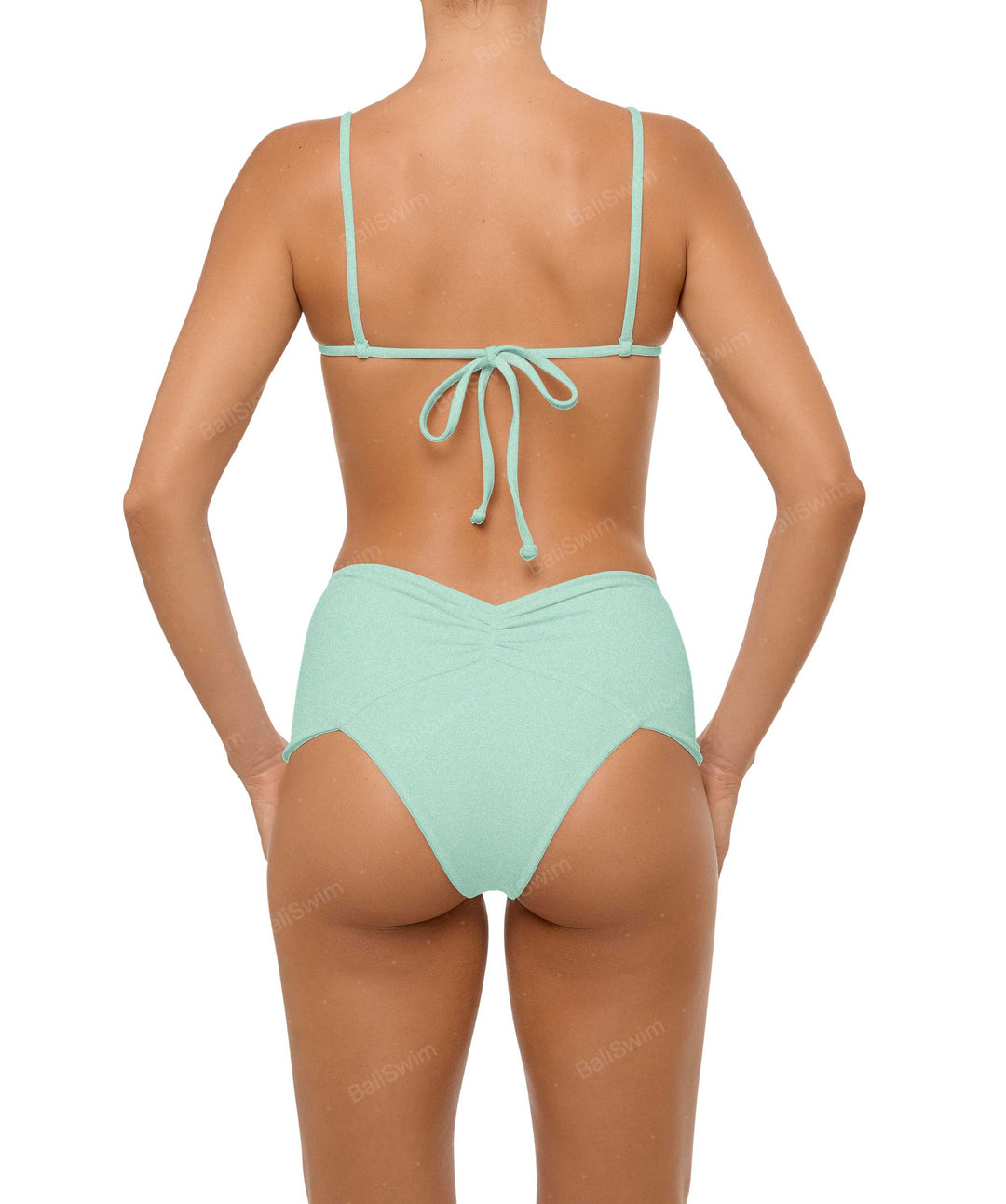BSWS-B97 Ruched High Rise Bikini Bottom