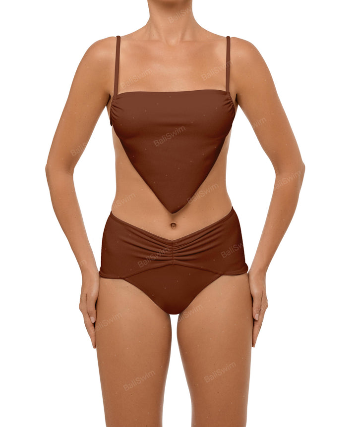 BSWS-B97 Ruched High Rise Bikini Bottom