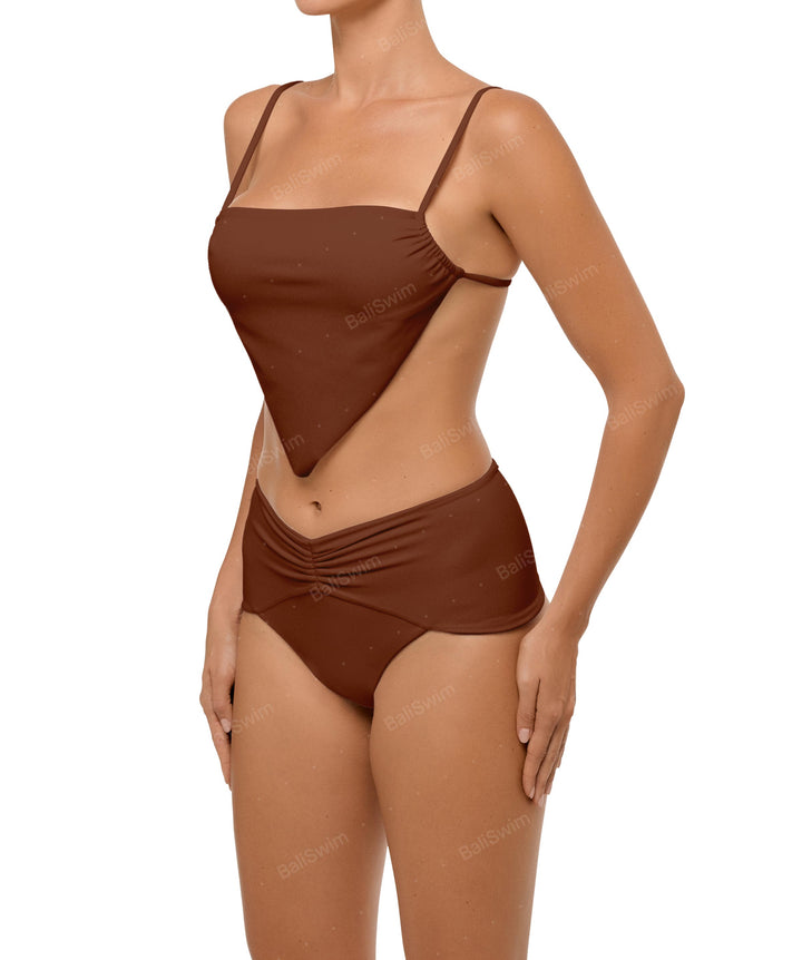 BSWS-B97 Ruched High Rise Bikini Bottom